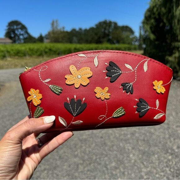 Portland Leather Handbags - RUBY Folklore Eclipse Makeup Bag Portland Leather RED Makeup Bag…